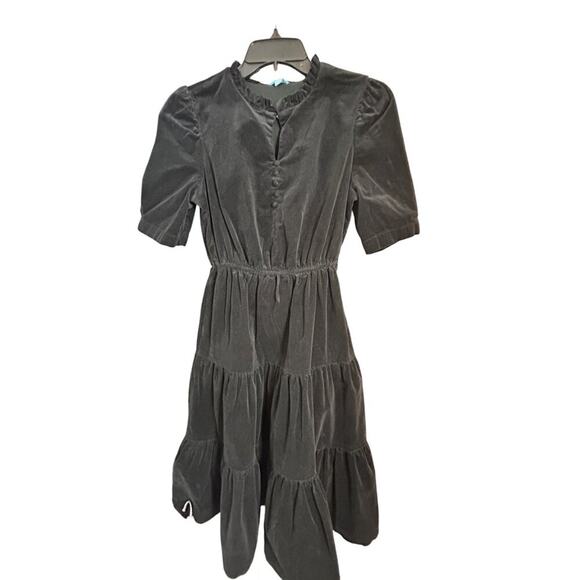 Draper James RSVP Black Velvet Tiered Midi Dress XS - Picture 1 of 6